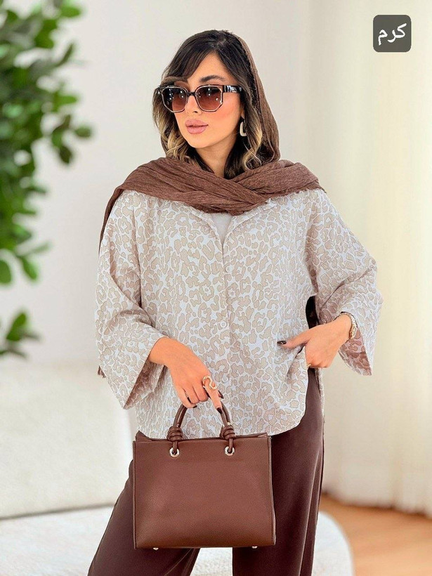 شومیز مانتویی باکسی شیما آیوا خنک و زیبا کد 18336 شایسته