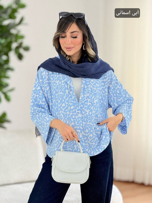 شومیز مانتویی باکسی شیما آیوا خنک و زیبا کد 18336 شایسته