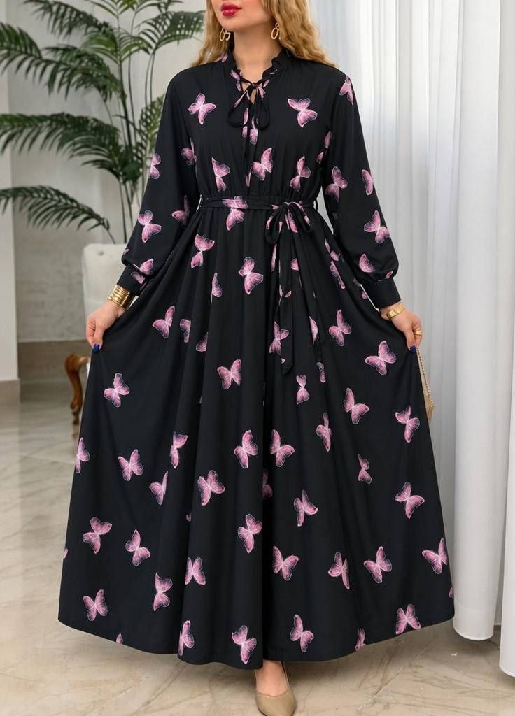 پیراهن بلند طرح پاپیون 🛍💯🎀۴۷۴ حدیث