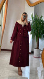 کت دامن جلو دکمه ارغوان لنین اعلا 🎀🛍۲۸۵آرشیدا