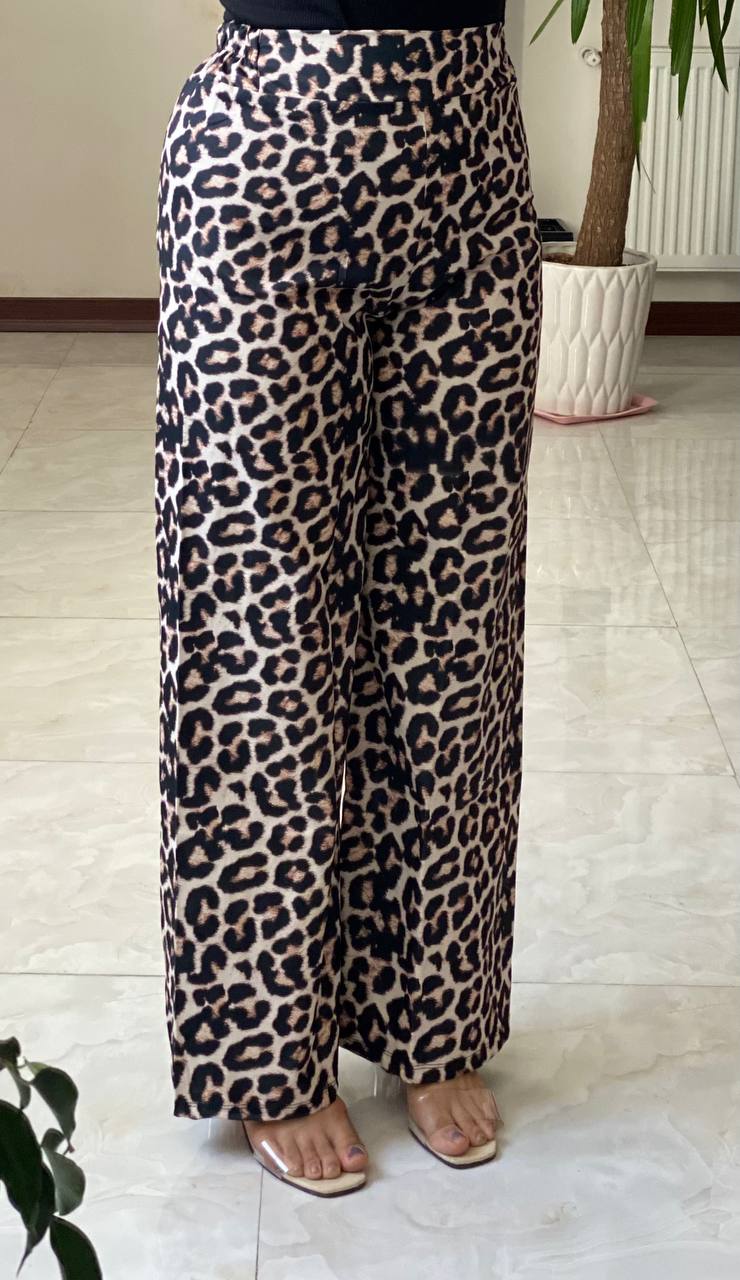 شلوار بگ پلنگی کتان شیک 🎀💞🛍۳۶ آرشیدا