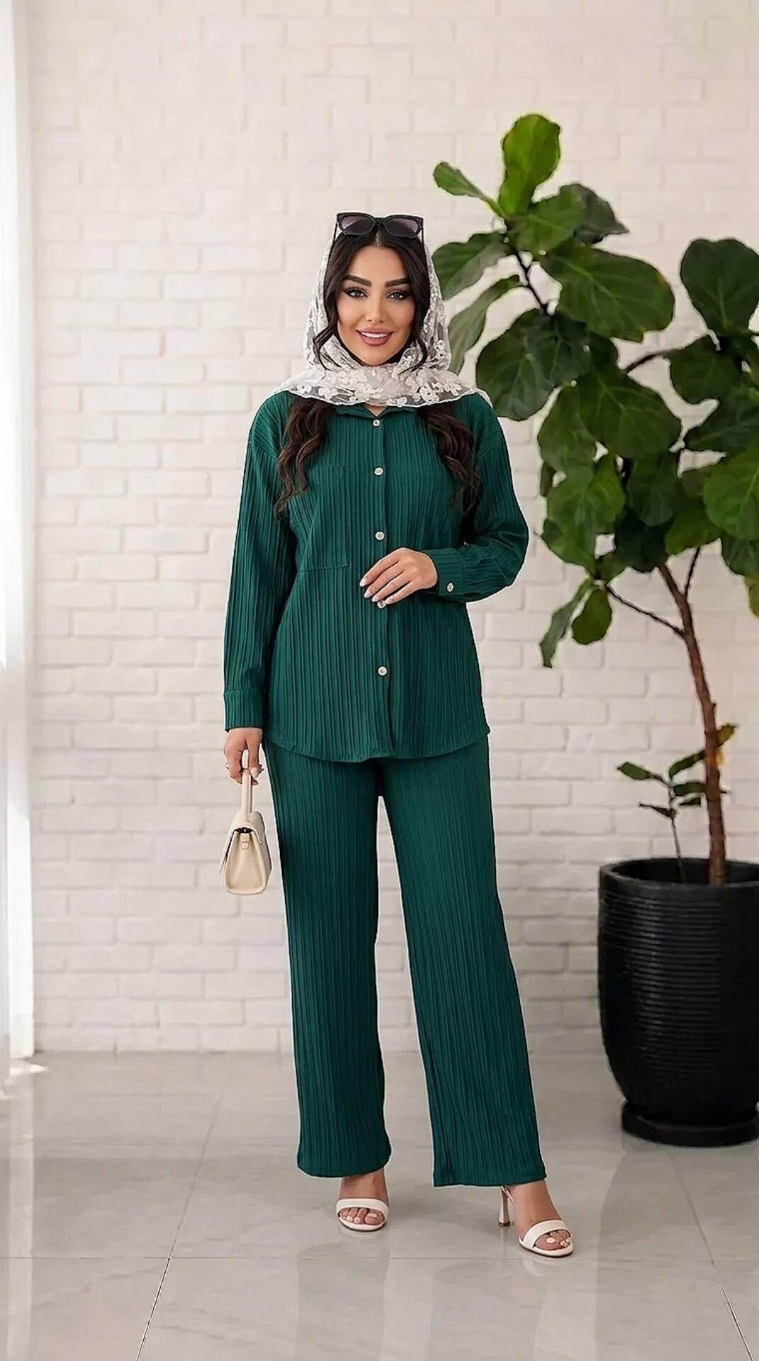 شومیز شلوار نیکا رنگ بندی زیبا و شیک 🥰❤️کد14047 ماه بانو
