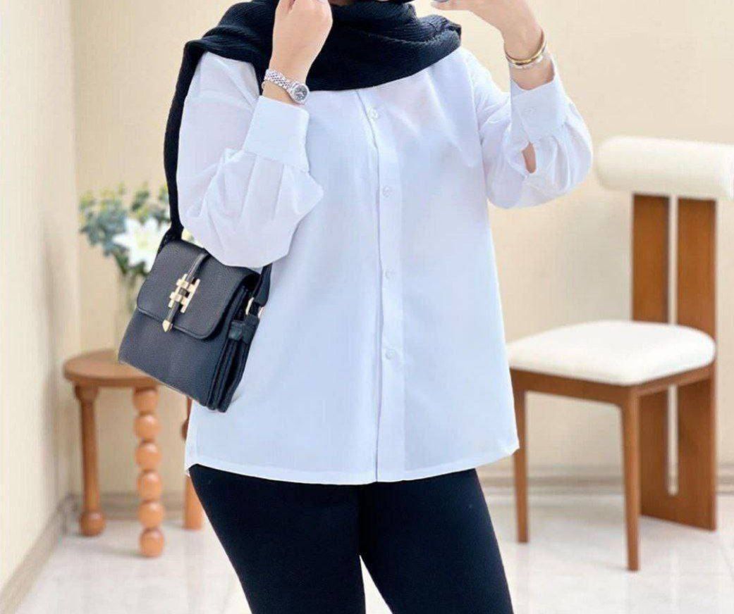 شومیز سفید سوپر داکرون 🌈🛍۳۰۱۴ نفیس