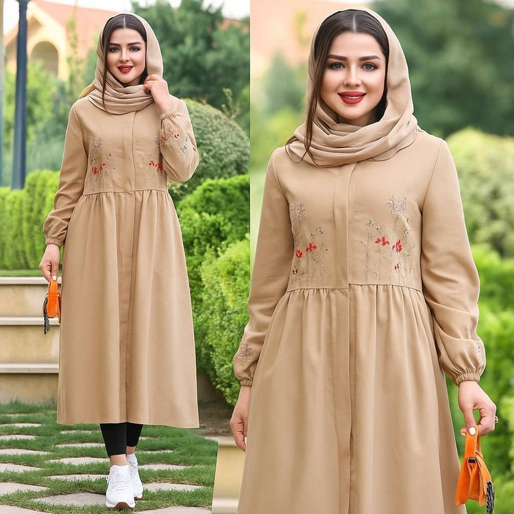 پیراهن بلند گلدوزی نگار با کیفیت در رنگ بندی کد 19460 والیا