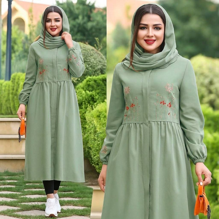 پیراهن بلند گلدوزی نگار با کیفیت در رنگ بندی کد 19460 والیا