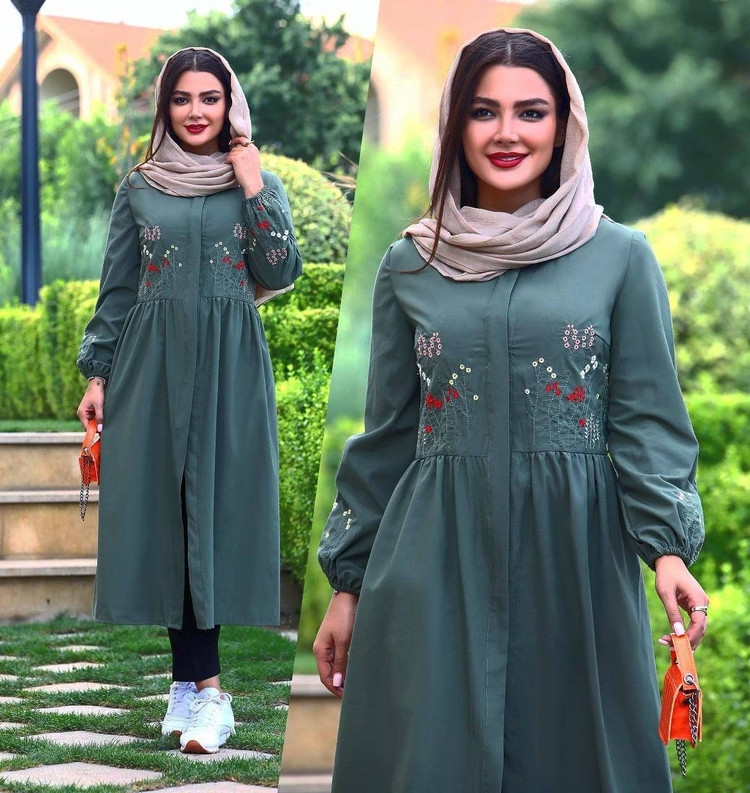 پیراهن بلند گلدوزی نگار با کیفیت در رنگ بندی کد 19460 والیا