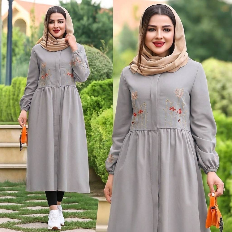 پیراهن بلند گلدوزی نگار با کیفیت در رنگ بندی کد 19460 والیا