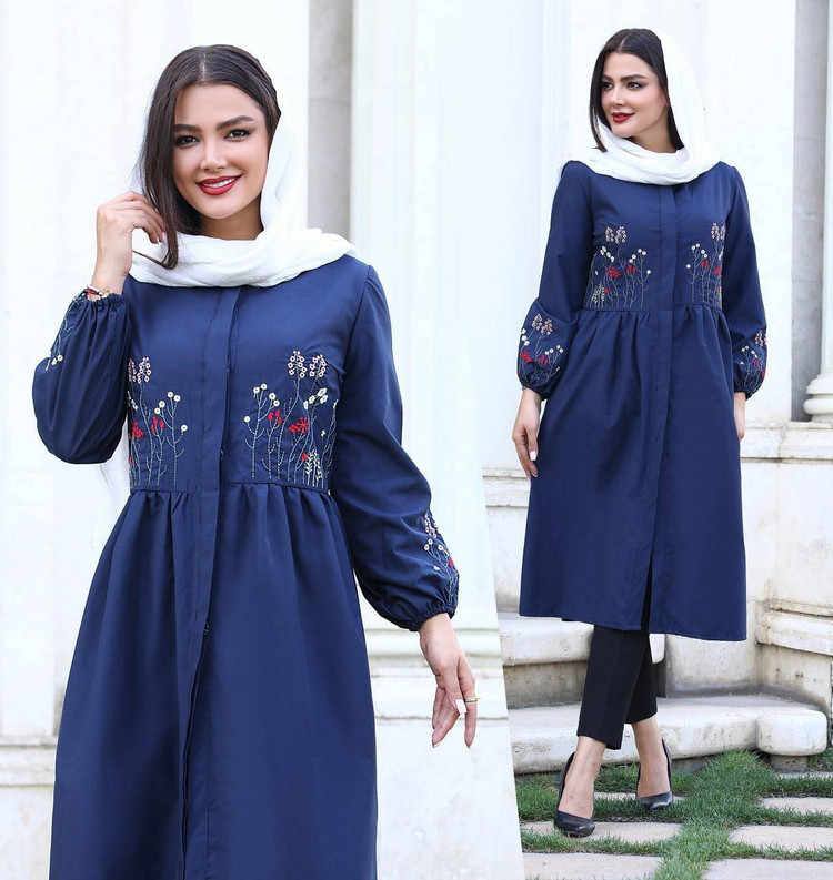 پیراهن بلند گلدوزی نگار با کیفیت در رنگ بندی کد 19460 والیا