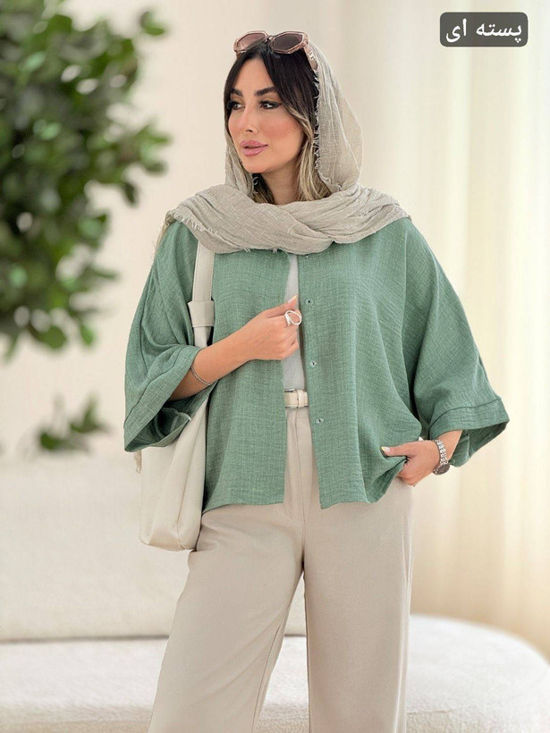 شومیز مانتویی سلانکه با کیفیت در رنگ بندی کد 18337 شایسته