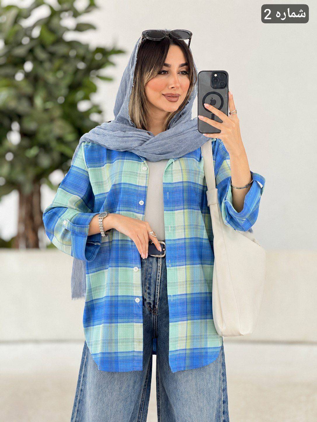 مانتو چهارخونه هانی نخ پنبه اعلا کد 14057 شایسته