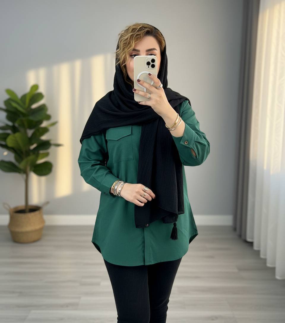 شومیز مانتویی نرگس در ۳ رنگ زیبا 🥰❤️کد486 آدراپانا