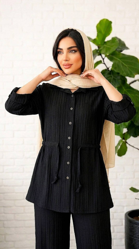 شومیز شلوار کمر گت تنخور زیبا و رنگ بندی شیک 🥰🎀 کد 18054 ماه بانو