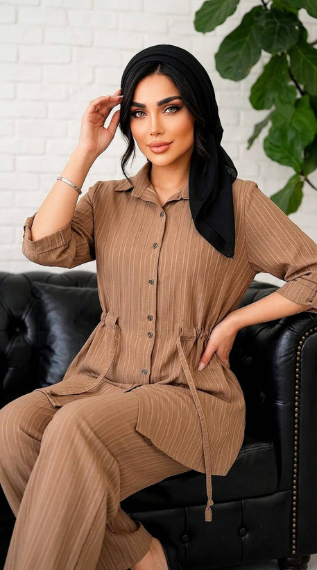 شومیز شلوار کمر گت تنخور زیبا و رنگ بندی شیک 🥰🎀 کد 18054 ماه بانو