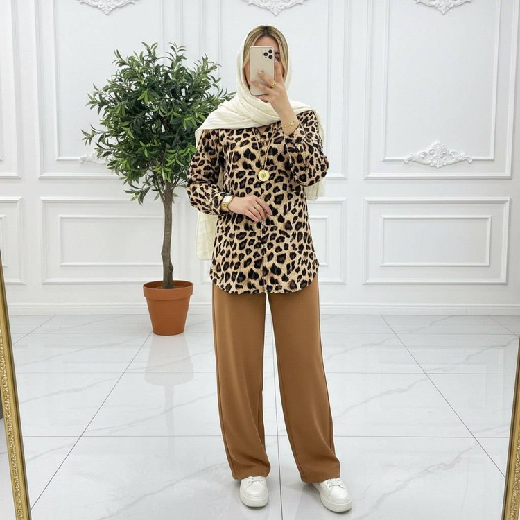 شومیز مانتویی پلنگی مانیا زیبا و شیک ❤️🎀کد503 شانی