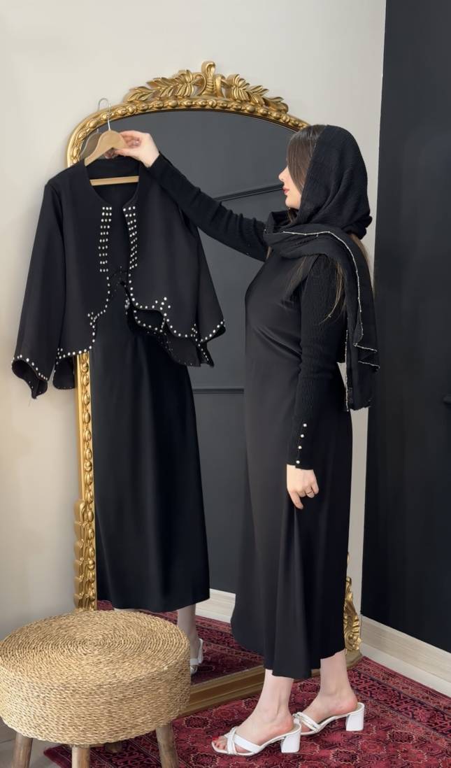 ست کت و سارافون مشکی راحله با کیفیت و عالی کد 16372 الیشکا
