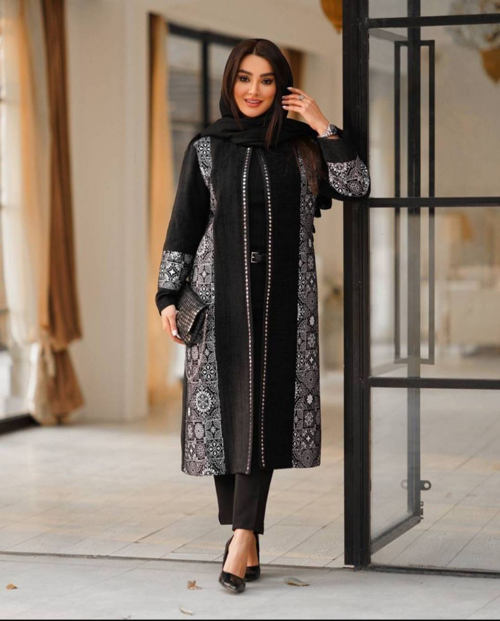 مانتو بلند اطلس جلوباز🥰🎀✨کد 7554 شایسته
