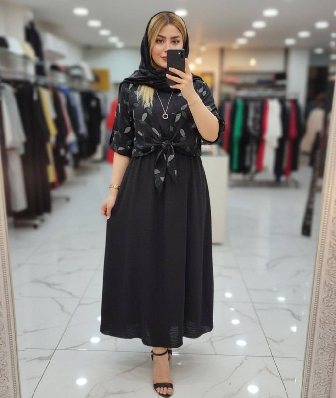 ست شومیز گره ای و سارافون شایلی با کیفیت عالی در رنگ بندی کد 15644 والیا