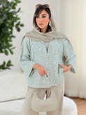 شومیز باکسی پلنگی ونوس پفکی اعلا در رنگ بندی کد 19580 سارین