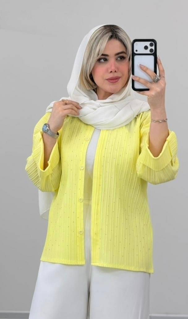 شومیز باکسی نگینی مدل ویانا با کیفیت در سه رنگ کد 16574 سارین
