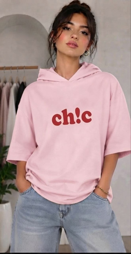 تیشرت کلاهدار chic زیبا وشیک تنخور عالی در رنگبندی 🌈 🌈 کد ۱۹۷۳۹ راشین