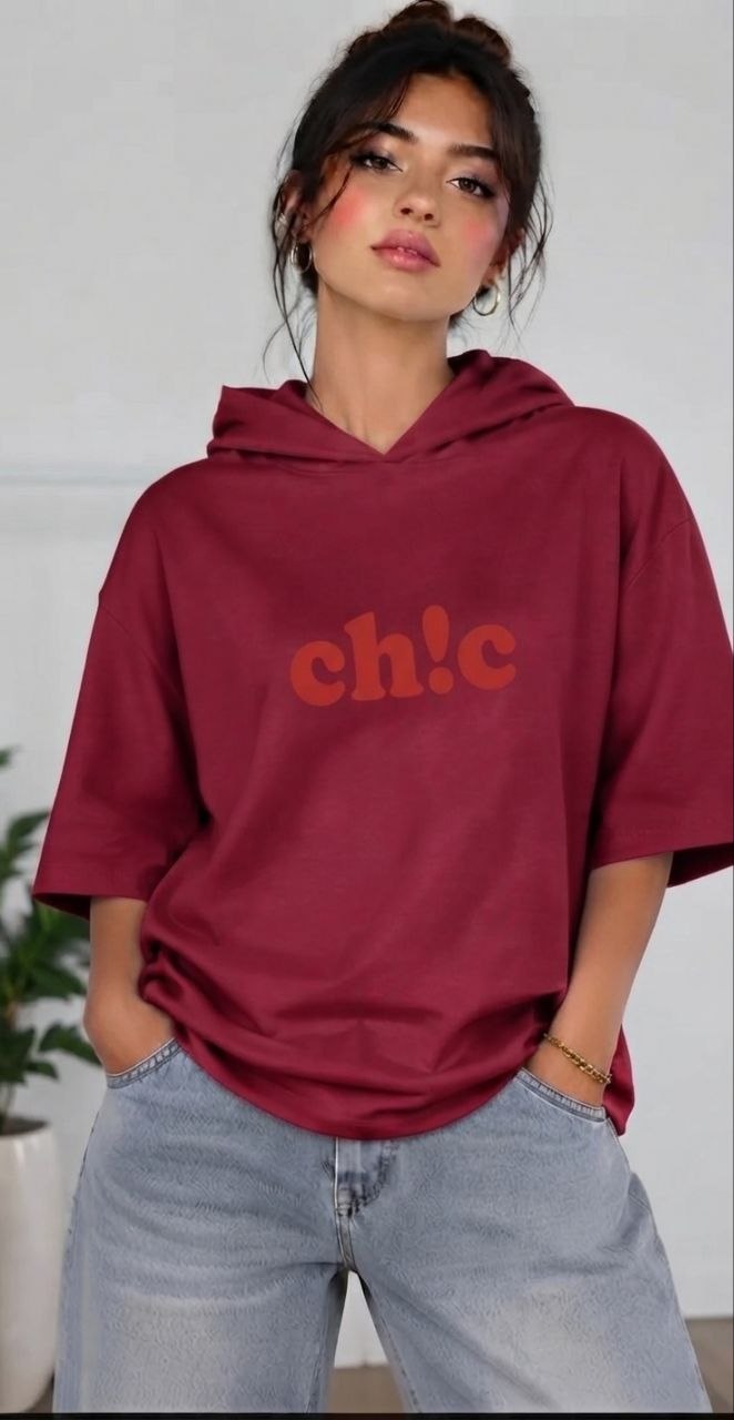 تیشرت کلاهدار chic زیبا وشیک تنخور عالی در رنگبندی 🌈 🌈 کد ۱۹۷۳۹ راشین