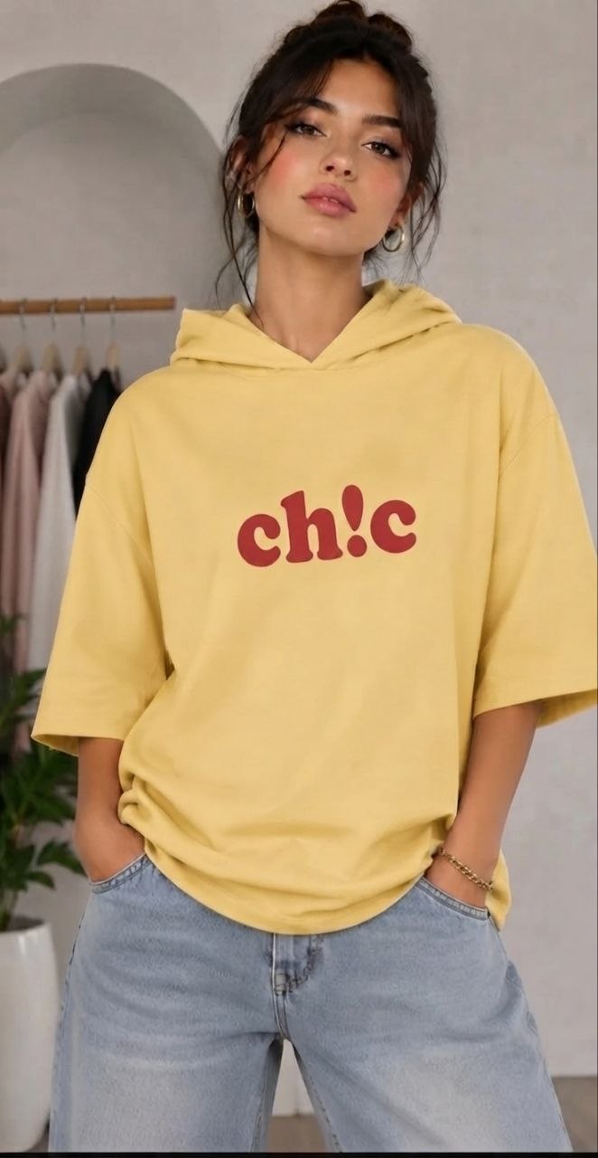 تیشرت کلاهدار chic زیبا وشیک تنخور عالی در رنگبندی 🌈 🌈 کد ۱۹۷۳۹ راشین
