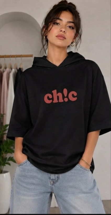 تیشرت کلاهدار chic زیبا وشیک تنخور عالی در رنگبندی 🌈 🌈 کد ۱۹۷۳۹ راشین