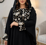 مانتو عبایی سوزن دوزی طرح 1 با کیفیت عالی کد 11692 چیچک