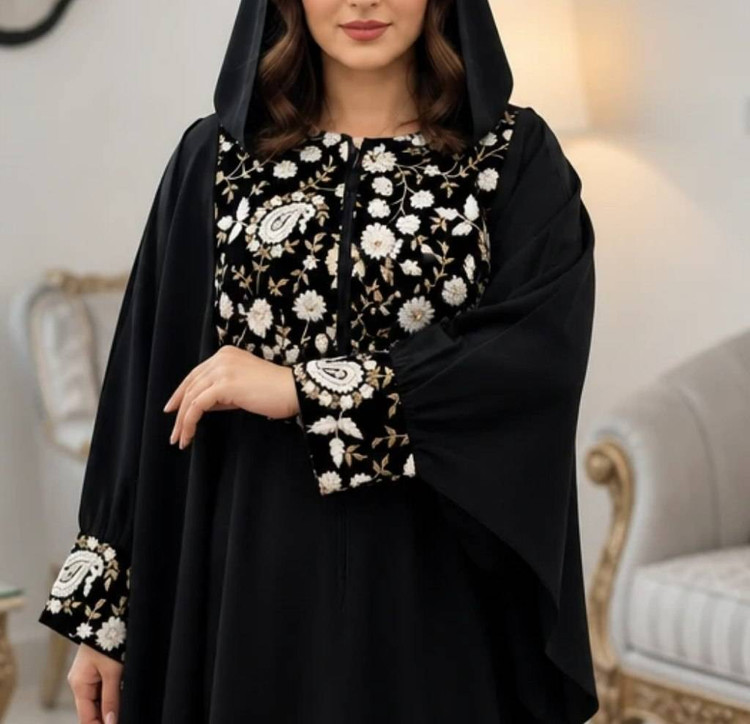 مانتو عبایی سوزن دوزی طرح 1 با کیفیت عالی کد 11692 چیچک