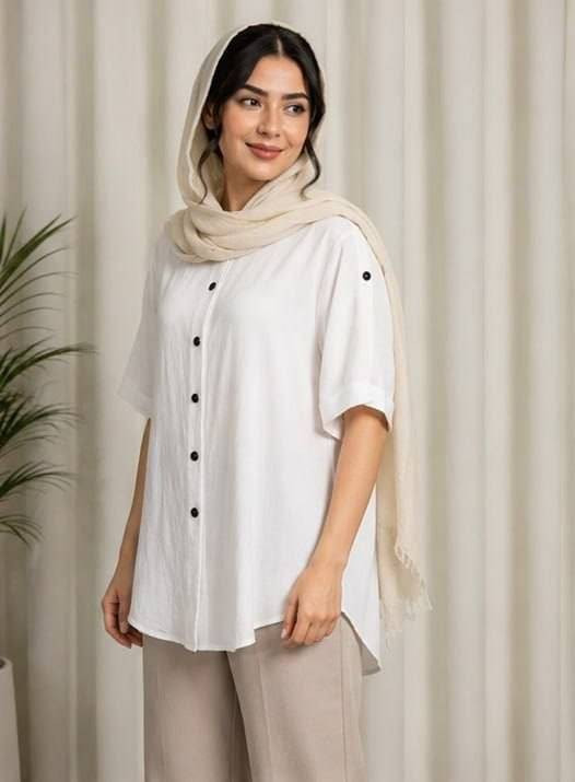 شومیز مانتویی ندا تنخور شیک و رنگ بندی زیبا 🥰😍شهرزاد بانو
