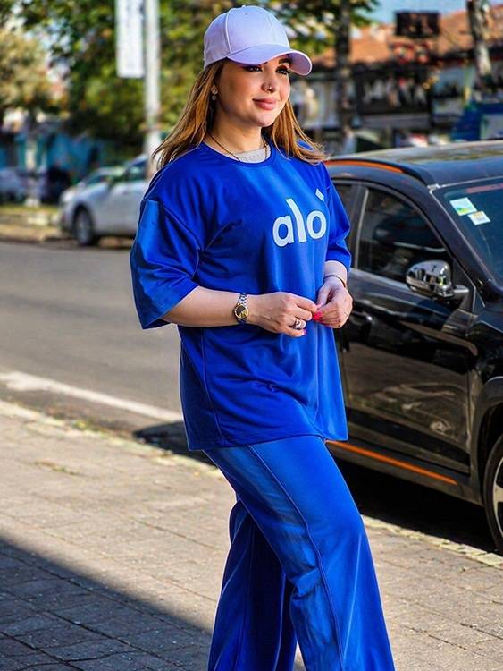 ست تیشرت شلوار alo گلکسی در دو رنگ 🌈 کد ۶۳۸۴ مدلند