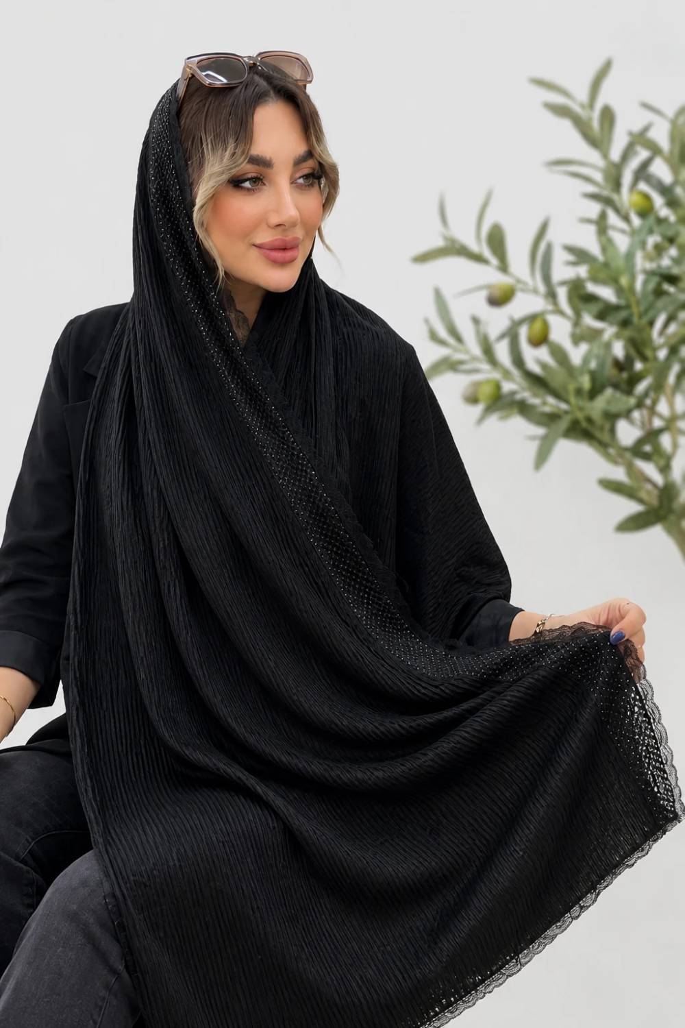 شال آفاق برشکا مشکی زیبا وشیک تکرنگ 🌈🌈کد۱۶۲۶۵ ستشو