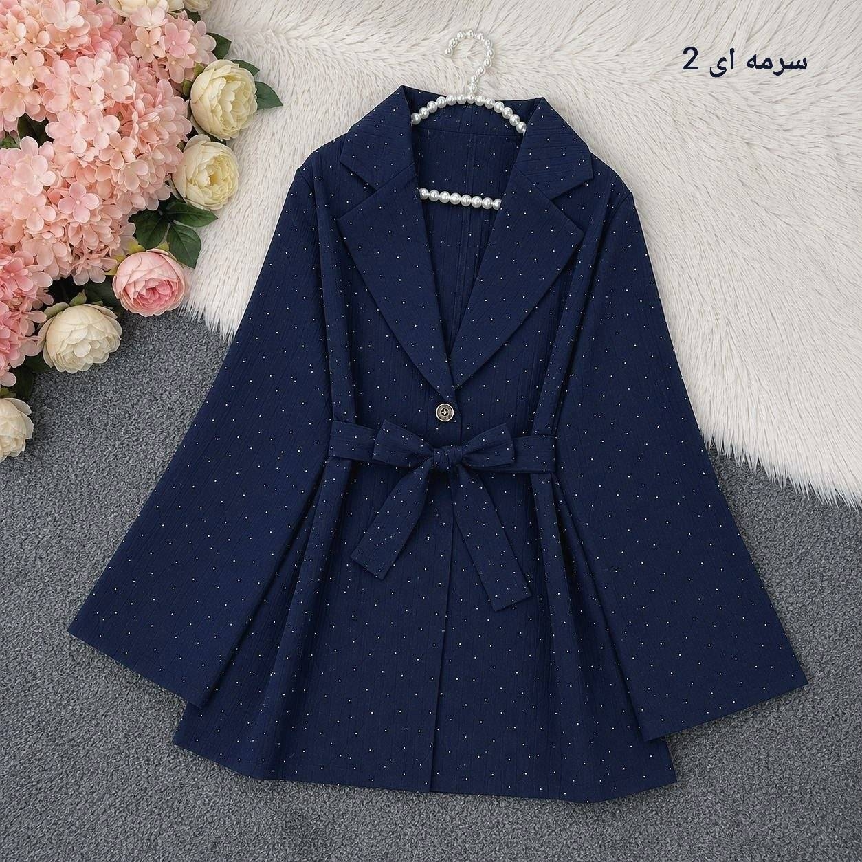کت تک کمربند دار آیوا بارانی فول نگین در رنگ بندی کد 20932 تتیس