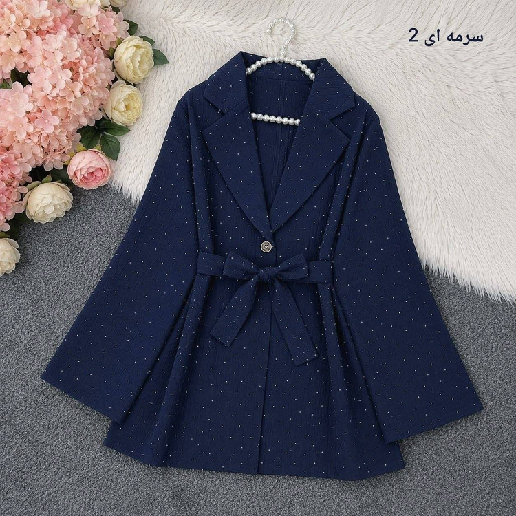 کت تک کمربند دار آیوا بارانی فول نگین در رنگ بندی کد 20932 تتیس