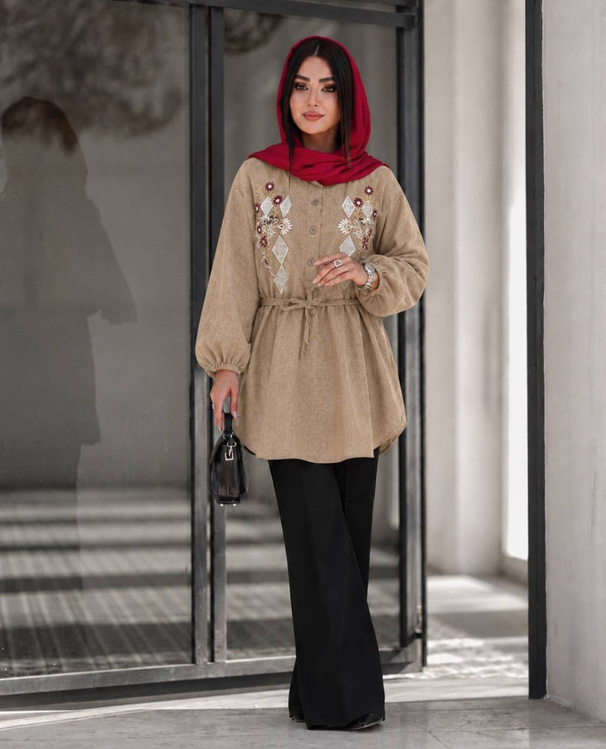 شومیز مانتویی سبک و خنک در رنگ بندی با کیفیت عالی کد997 بیبی