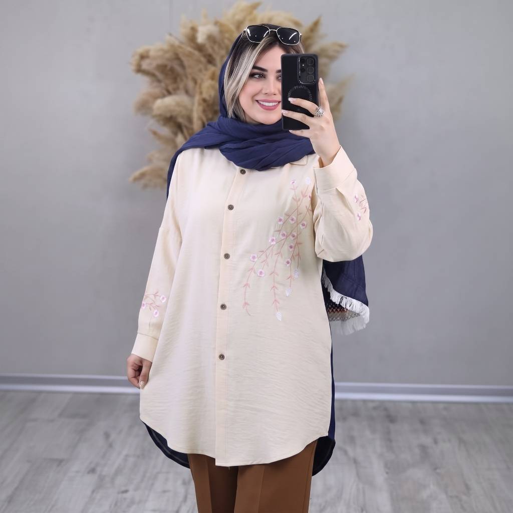 شومیز مانتویی آزیتا شانتون با کیفیت در رنگ بندی کد 5784 والیا