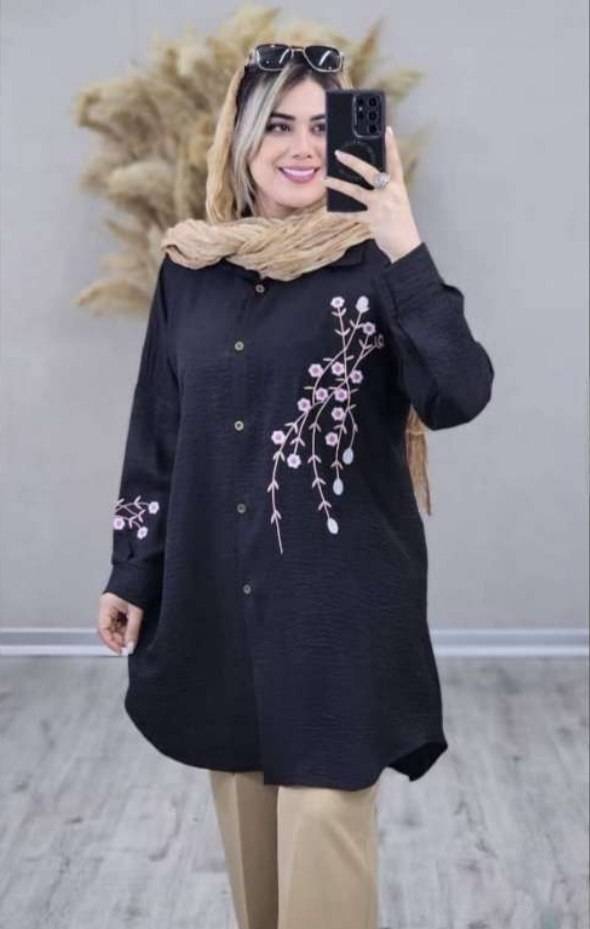 شومیز مانتویی آزیتا شانتون با کیفیت در رنگ بندی کد 5784 والیا