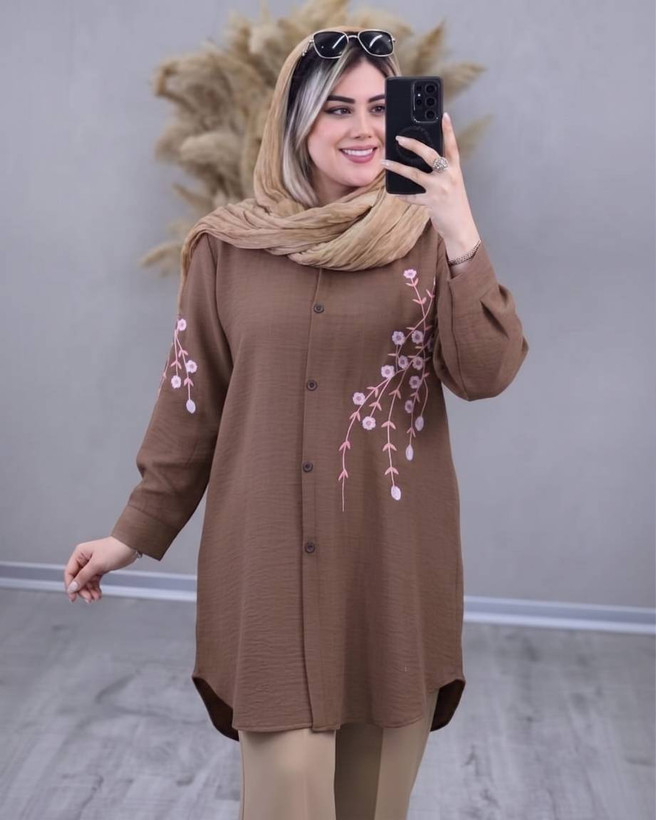 شومیز مانتویی آزیتا شانتون با کیفیت در رنگ بندی کد 5784 والیا