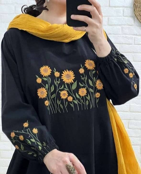 کفتان بلند گلدوزی آروشا بابوس اعلا در رنگ بندی کد 5839 والیا