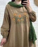 کفتان بلند گلدوزی آروشا بابوس اعلا در رنگ بندی کد 5839 والیا