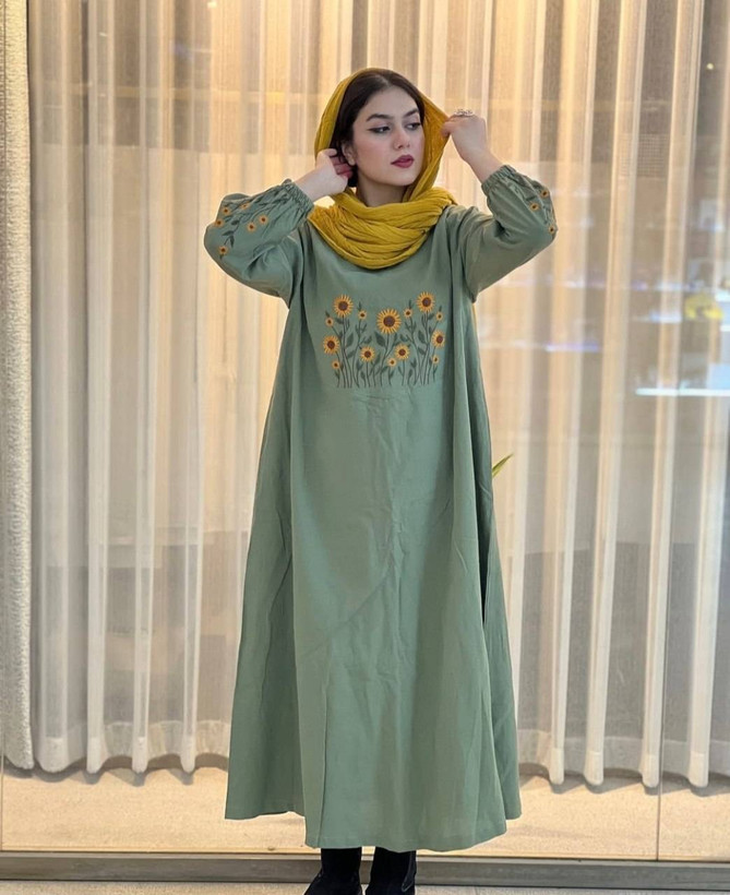 کفتان بلند گلدوزی آروشا بابوس اعلا در رنگ بندی کد 5839 والیا