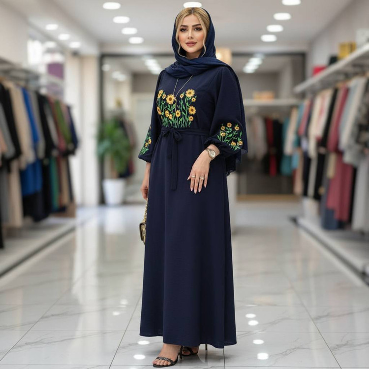 کفتان بلند گلدوزی آروشا بابوس اعلا در رنگ بندی کد 5839 والیا