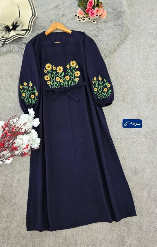 کفتان بلند گلدوزی آروشا بابوس اعلا در رنگ بندی کد 5839 والیا