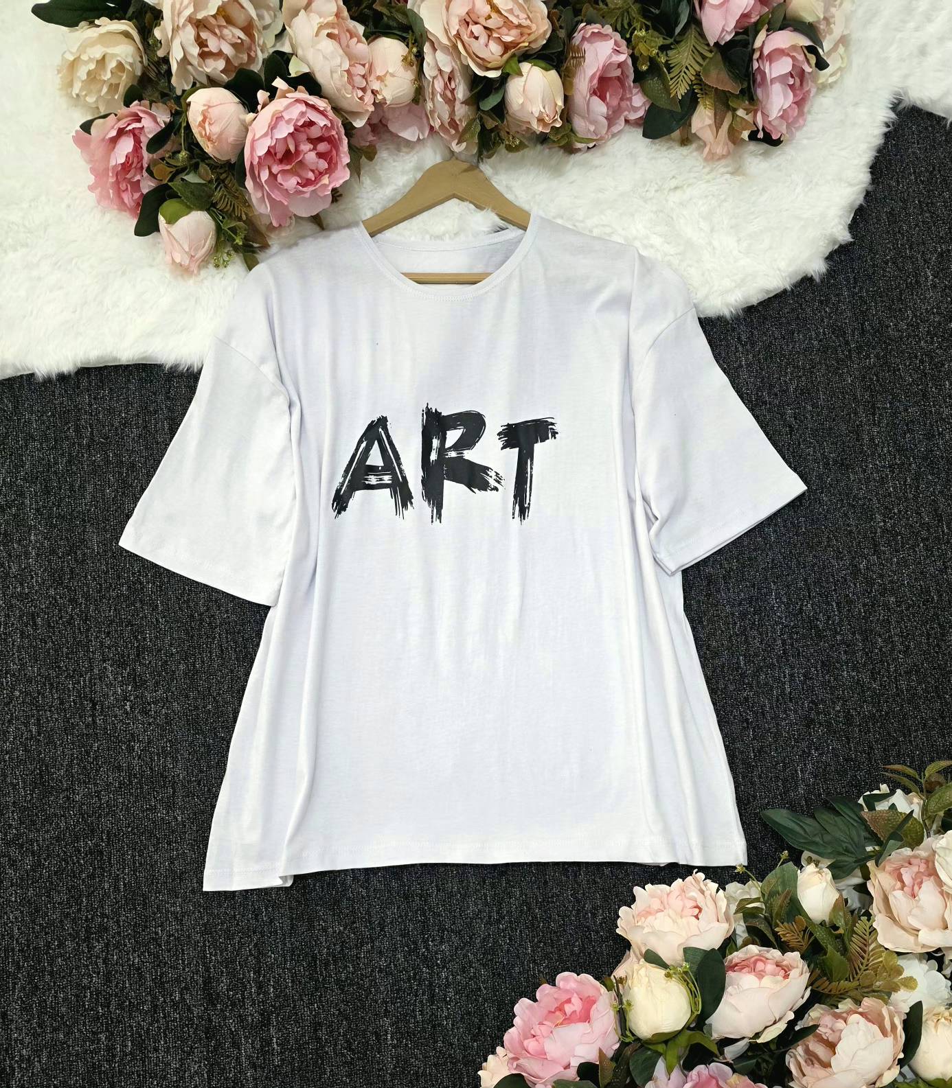 تیشرت باکسی ART زیبا وشیک دوخت مزونی تنخور عالی در رنگبندی 🎀 🎀 کد ۲۰۹۸۱ مدلند