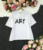 تیشرت باکسی ART زیبا وشیک دوخت مزونی تنخور عالی در رنگبندی 🎀 🎀 کد ۲۰۹۸۱ مدلند