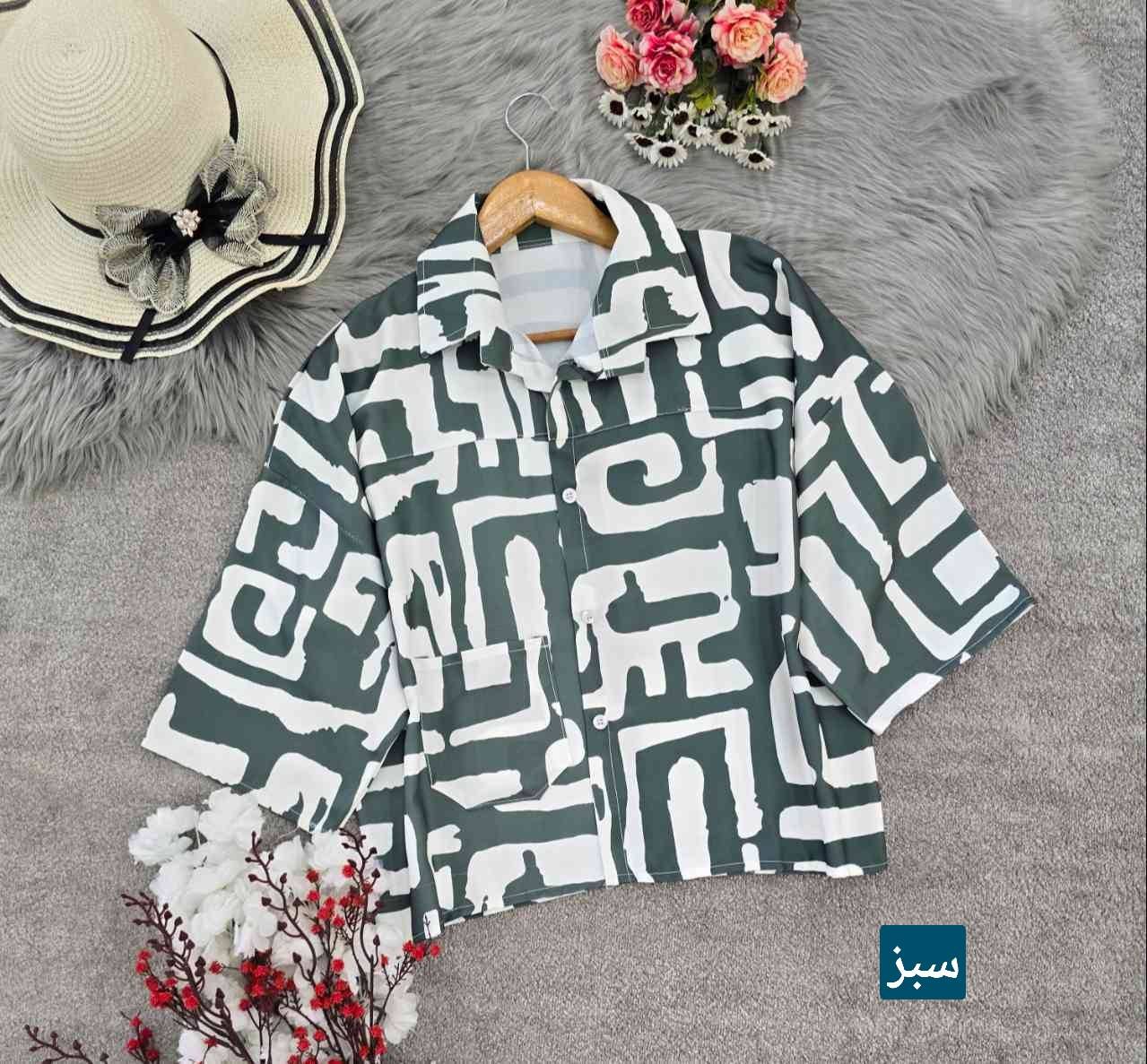 شومیز باکسی طرحدار تنخور شیک و رنگ بندی زیبا ❤️🎀کد18019 کلار