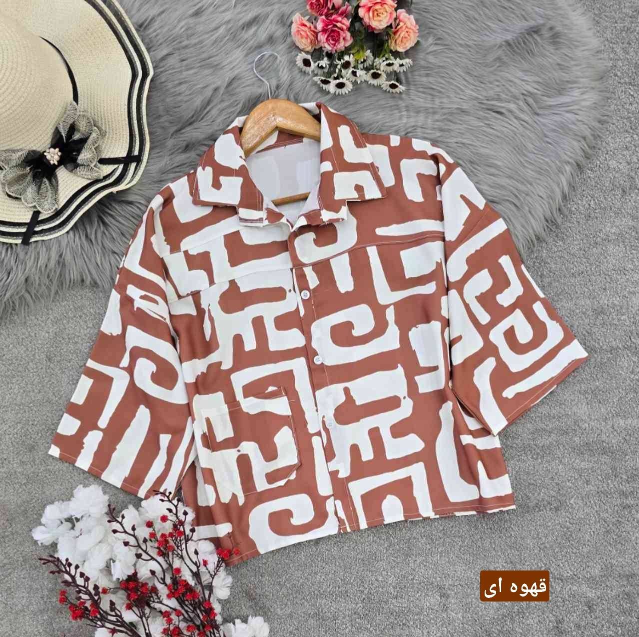 شومیز باکسی طرحدار تنخور شیک و رنگ بندی زیبا ❤️🎀کد18019 کلار