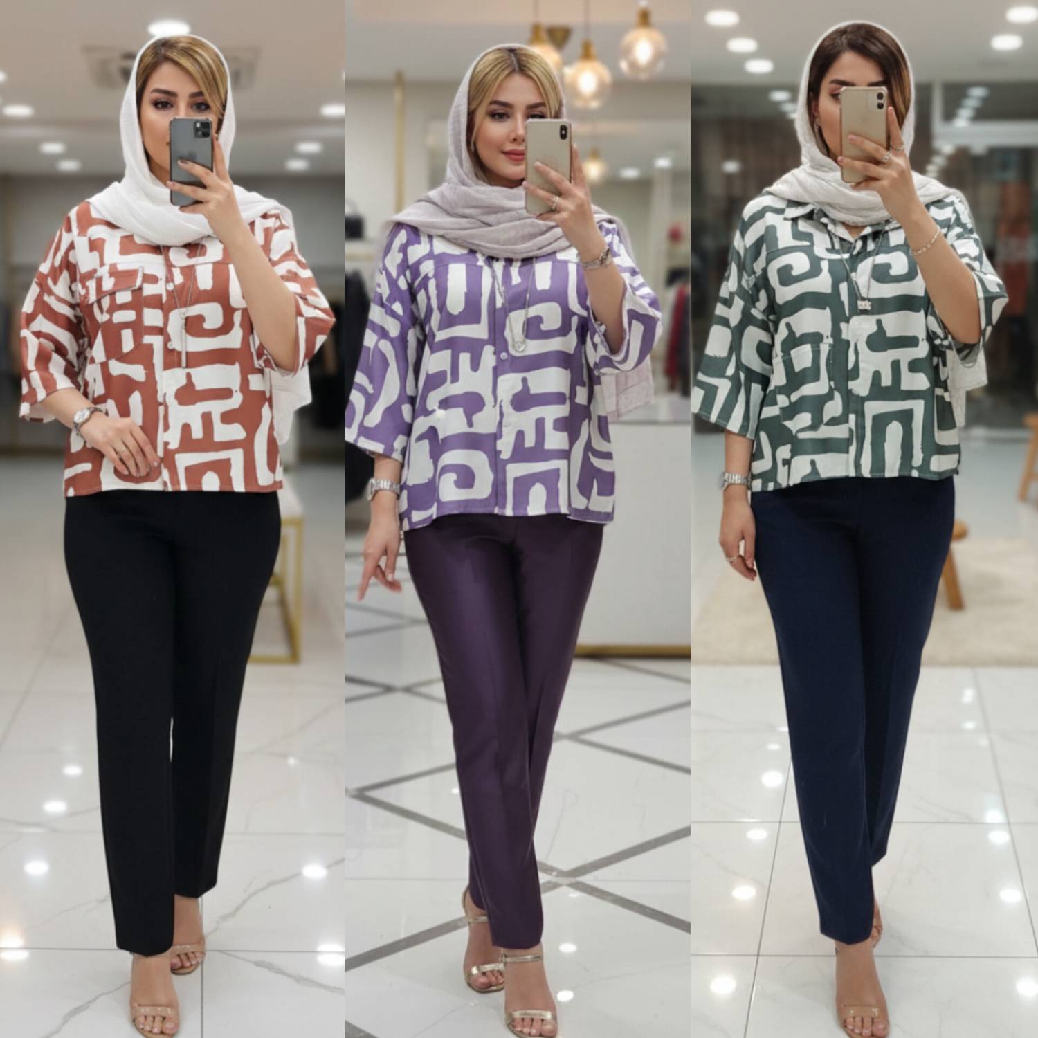 شومیز باکسی طرحدار تنخور شیک و رنگ بندی زیبا ❤️🎀کد18019 کلار