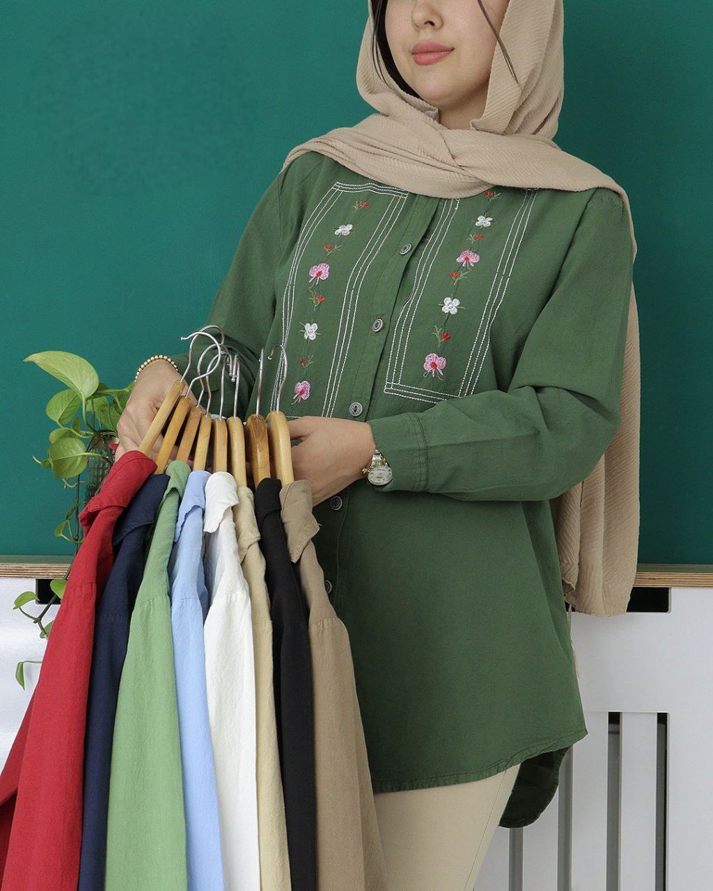 شومیز مانتویی الیاف دادلی با کیفیت عالی کد 19573 شایسته