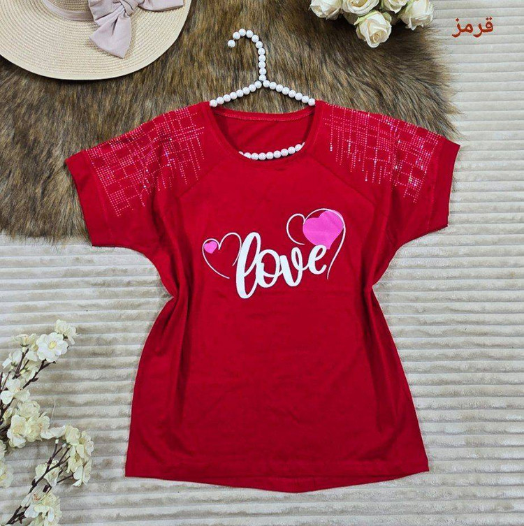 تیشرت باکسی نگینی با طرح love با دوخت تضمینی😎👌🏻کد20947 سارین